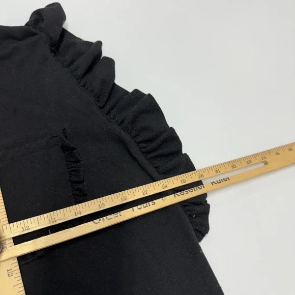 Anthropologie DREW Top Womens X Small Black Ruffle Pocket Short Sleeve T‎ Shirt - Picture 8 of 8